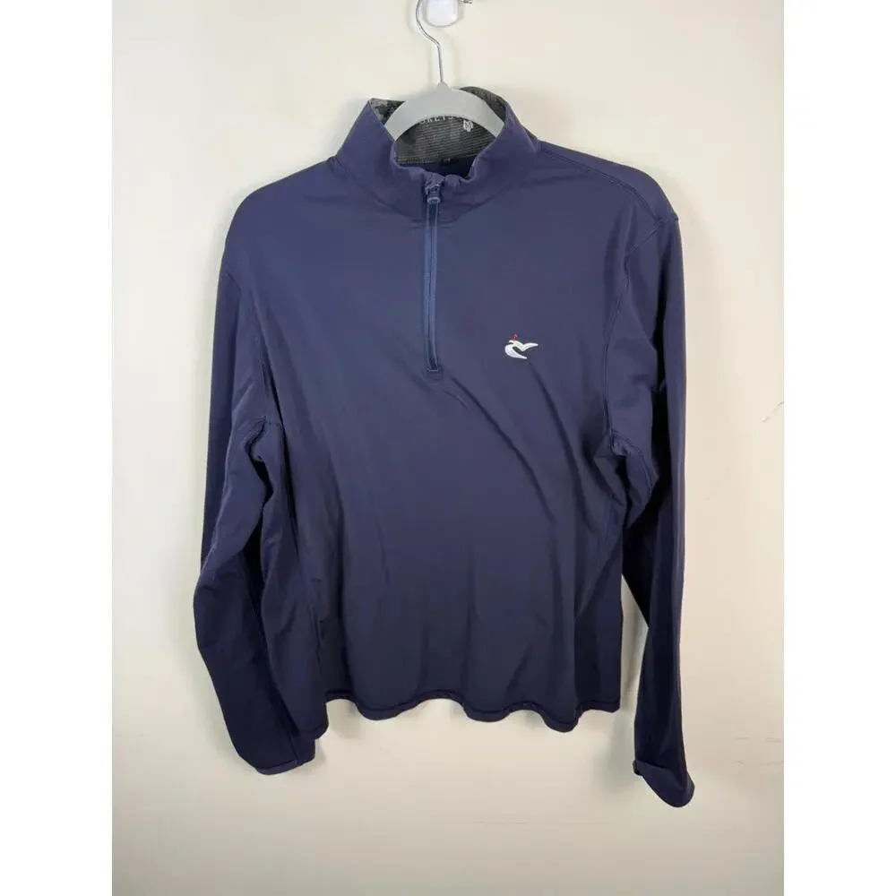 Greyson Pullover Caves‎ Golf Club Performance Quarter Zip Stretch Medium Blue